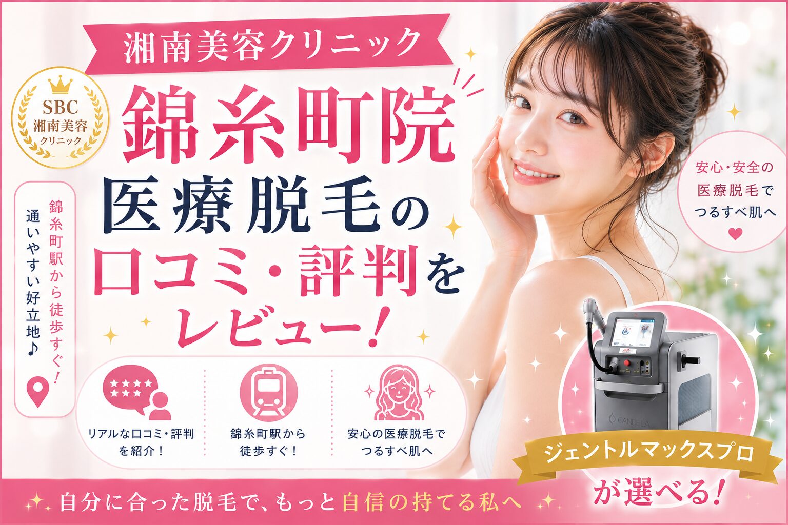 湘南美容クリニック 錦糸町院 医療脱毛の口コミ・評判をレビュー！ジェントルマックスプロが選べる！