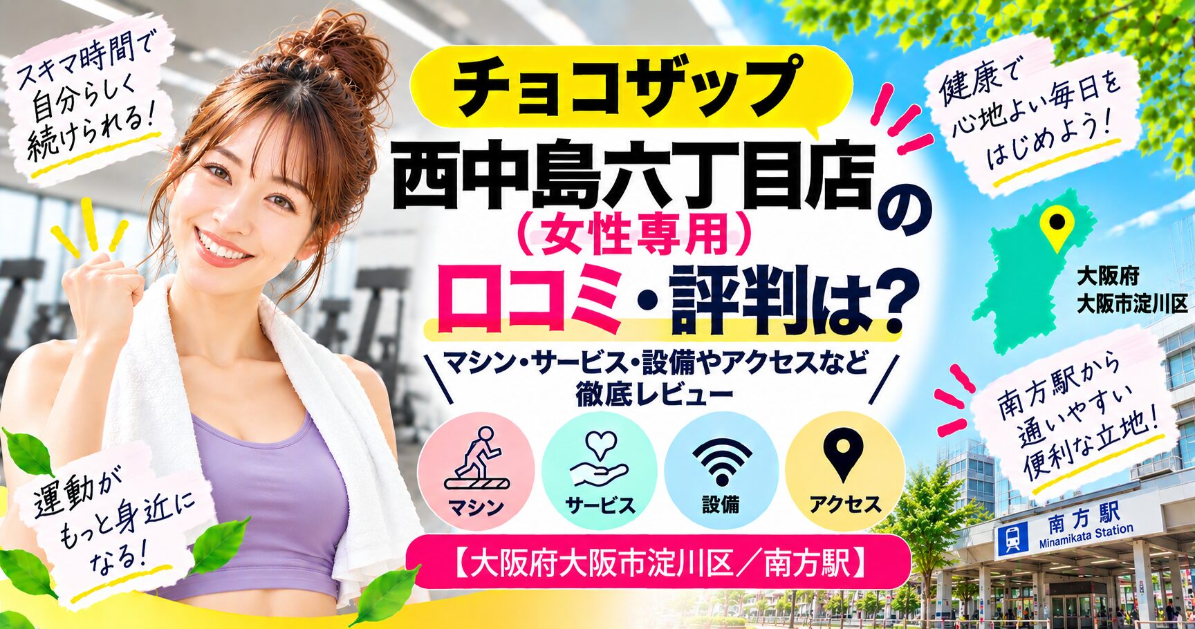 チョコザップ 西中島六丁目店(女性専用)の口コミ・評判は？マシン・サービス・設備やアクセスなど徹底レビュー【大阪府大阪市淀川区/南方駅】